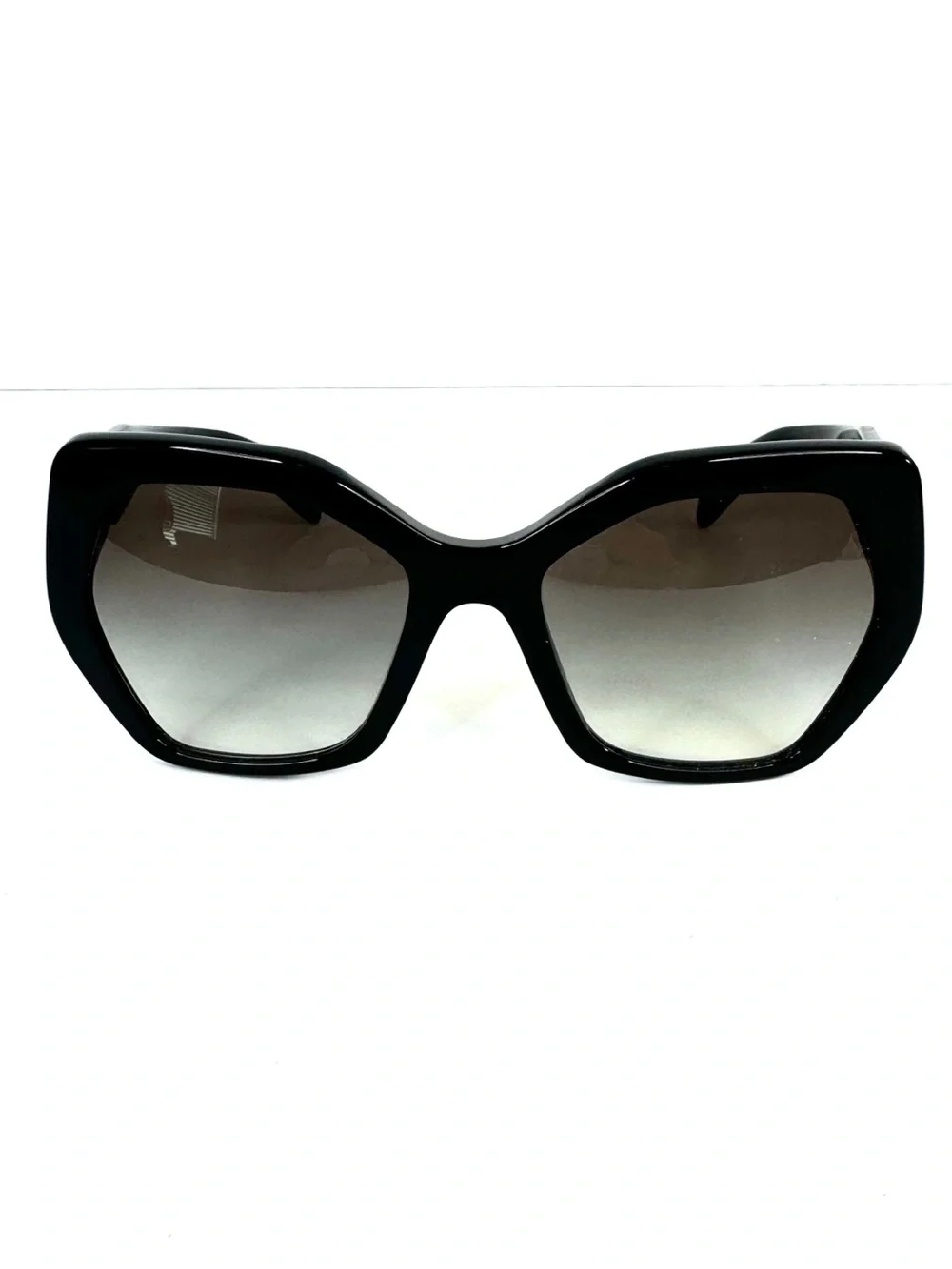 PRADA Sunglasses NEW SPR 16R 1AB-0A7 Black Oversized Cat Eye Hexagon